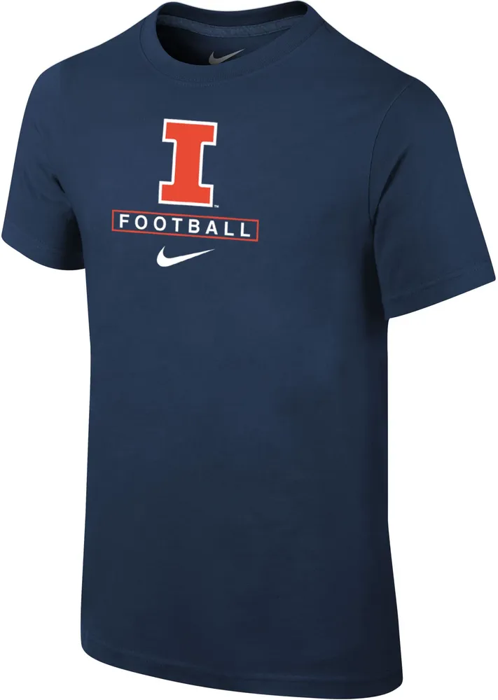 Nike Youth Illinois Fighting Illini Blue Football Core Cotton T-Shirt