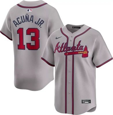 Nike Men's Atlanta Braves Ronald Acuña Jr. #13 Gray Limited Vapor Jersey