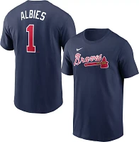 Nike Men's Atlanta Braves Ozzie Albies #1 Navy T-Shirt