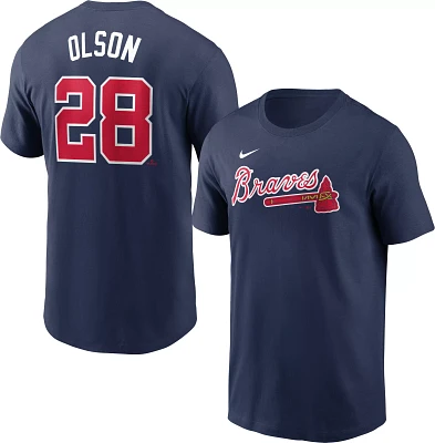 Nike Men's Atlanta Braves Matt Olson #28 Navy T-Shirt