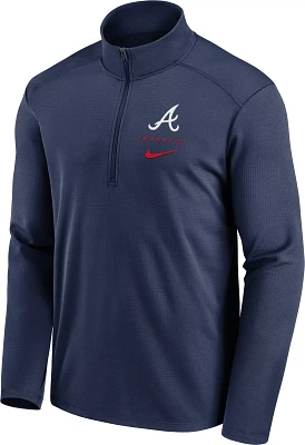 Nike Men's Atlanta Braves Navy Logo Pacer Quarter-Zip Pullover