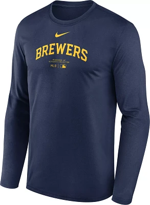 Nike Men's Milwaukee Brewers Navy Authentic Collection Issue Long Sleeve T-Shirt