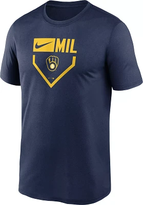 Nike Men's Milwaukee Brewers Navy Plate Legend T-Shirt