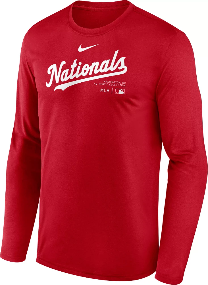 Nike Men's Washington Nationals Red Authentic Collection Issue Long Sleeve T-Shirt