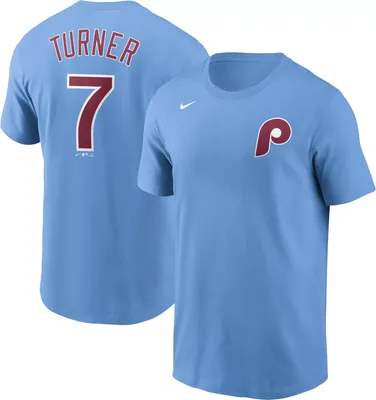 Nike Men's Philadelphia Phillies Trea Turner #7 Light Blue T-Shirt