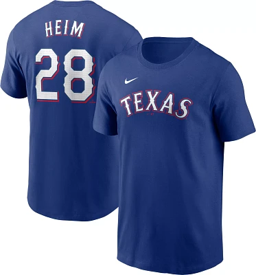 Nike Men's Texas Rangers Jonah Heim #28 Blue T-Shirt