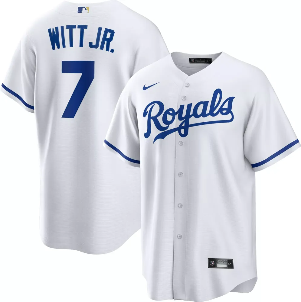 Nike Men's Kansas City Royals Bobby Witt Jr. #7 White Cool Base Home Jersey