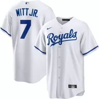 Nike Men's Kansas City Royals Bobby Witt Jr. #7 White Cool Base Home Jersey