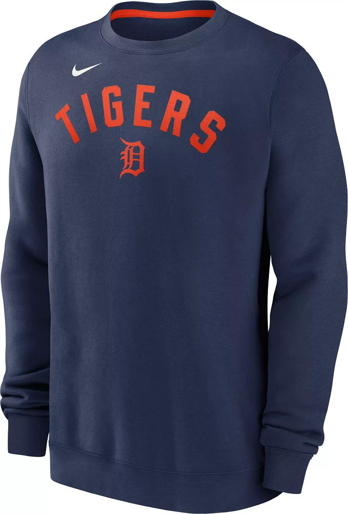 Nike Men's Detroit Tigers Navy Fleece Crew Neck Sweatshirt