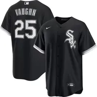 Nike Men's Chicago White Sox Andrew Vaughn #25 Black Cool Base Alternate Jersey