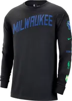 Nike Men's 2023-24 City Edition Milwaukee Bucks Courtside M90 Long Sleeve Logo T-Shirt