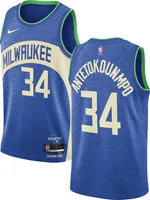 Nike Men's 2023-24 City Edition Milwaukee Bucks Giannis Antetokounmpo #34 Blue Swingman Jersey