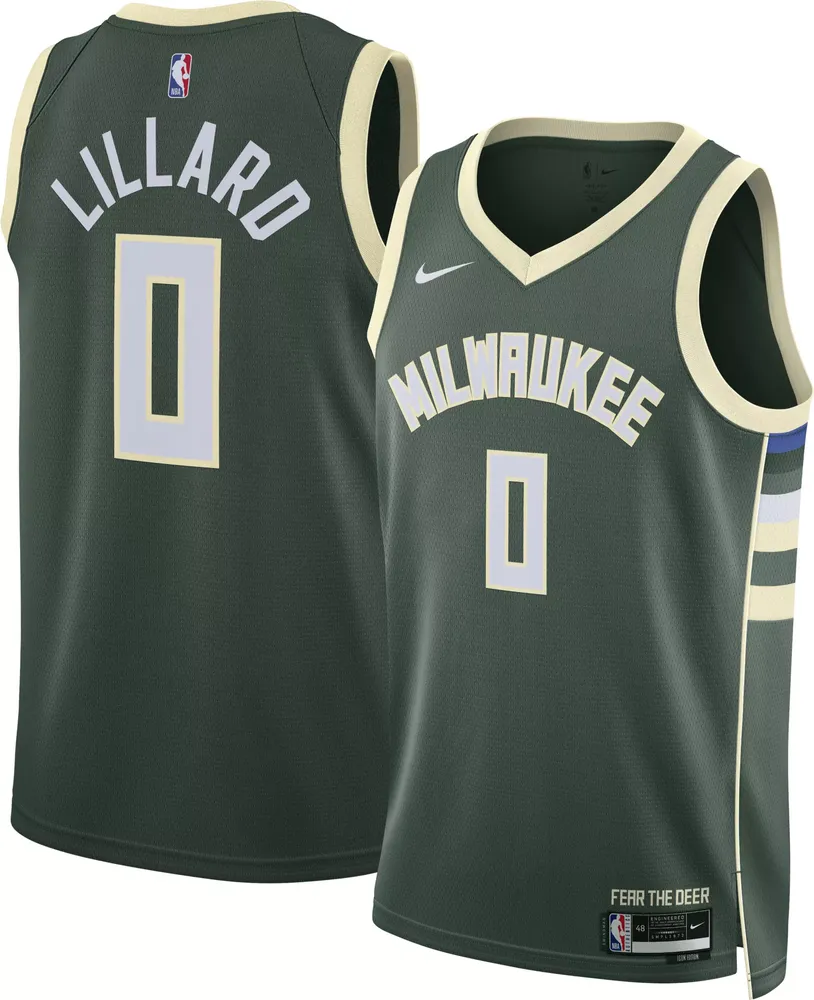 Nike Adult Milwaukee Bucks Damian Lillard #0 Icon Dri-FIT Green Swingman Jersey