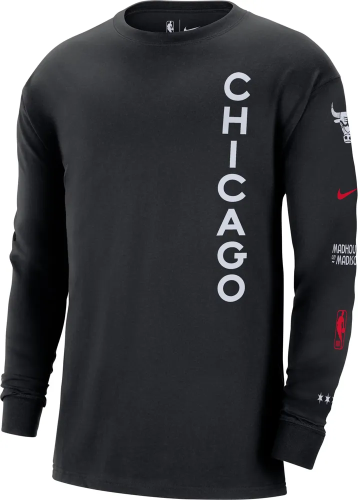 Nike Men's 2023-24 City Edition Chicago Bulls Courtside M90 Long Sleeve Logo T-Shirt