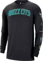 Nike Men's 2023-24 City Edition Charlotte Hornets Courtside M90 Long Sleeve Logo T-Shirt