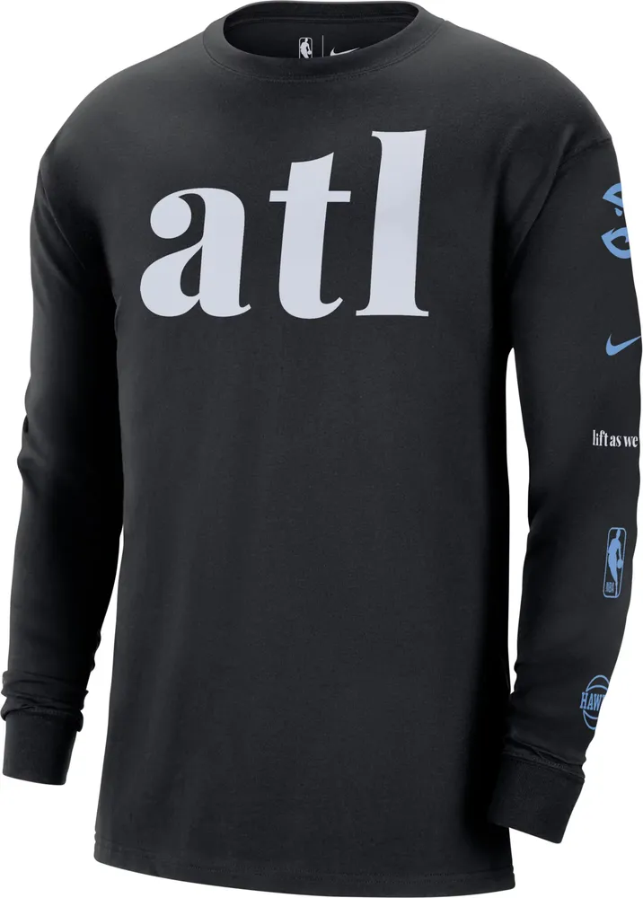 Nike Men's 2023-24 City Edition Atlanta Hawks Courtside M90 Long Sleeve Logo T-Shirt
