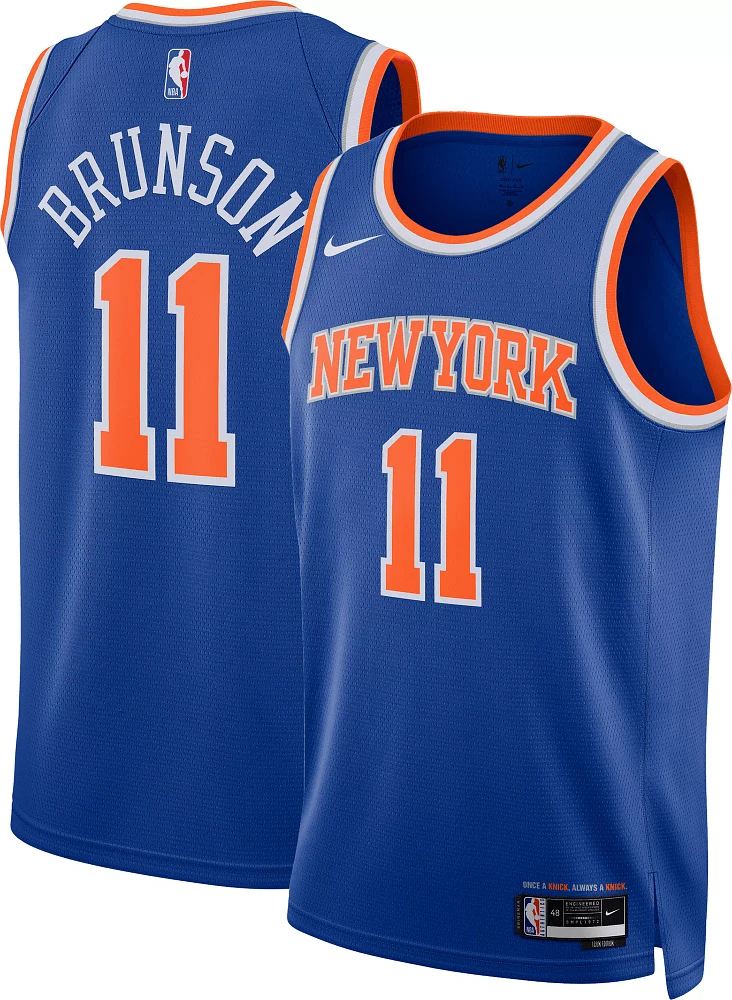 Nike Men's New York Knicks Jalen Brunson #11 Blue Swingman Jersey