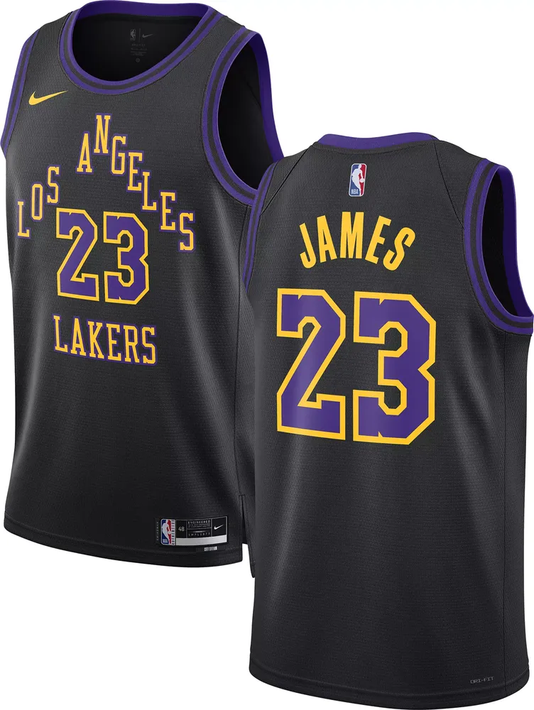 Nike Men's 2023-24 City Edition Los Angeles Lakers LeBron James #23 Black Swingman Jersey