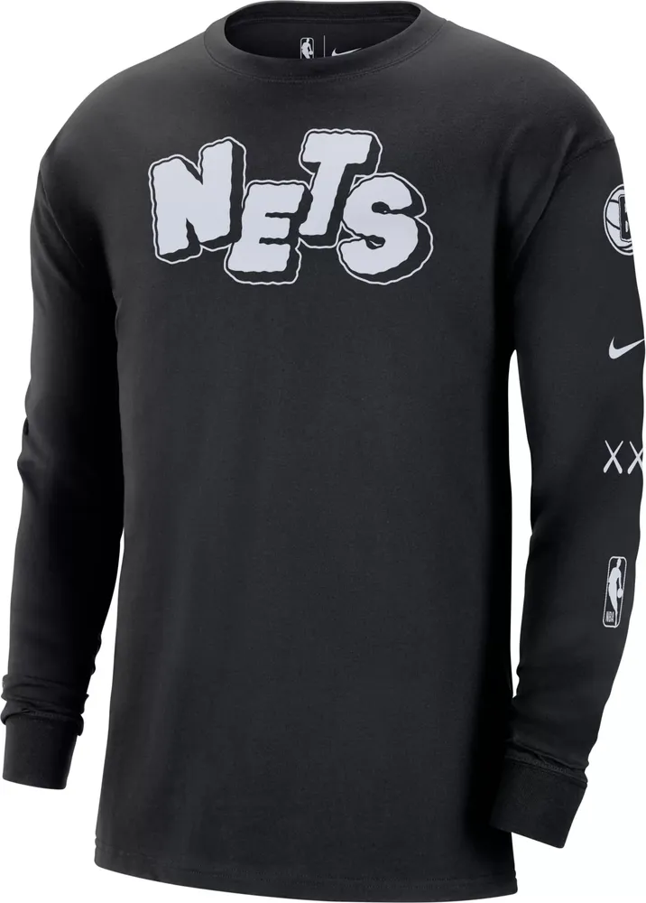 Nike Men's 2023-24 City Edition Brooklyn Nets Courtside M90 Long Sleeve Logo T-Shirt