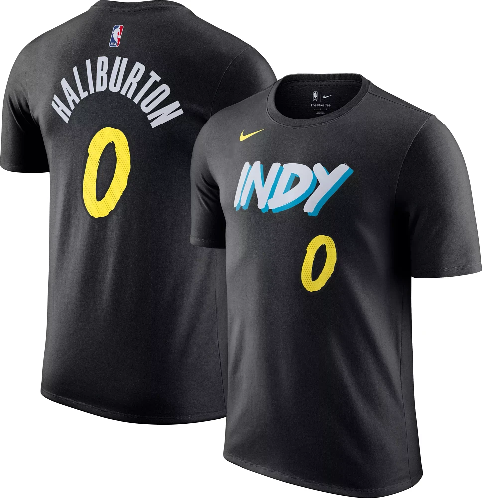 Nike Men's 2023-24 City Edition Indiana Pacers Tyrese Haliburton #0 Black T-Shirt