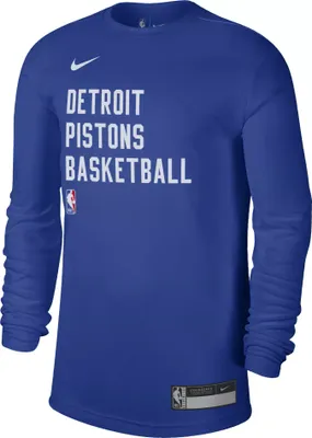 Nike Men's Detroit Pistons Blue Practice Long Sleeve T-Shirt