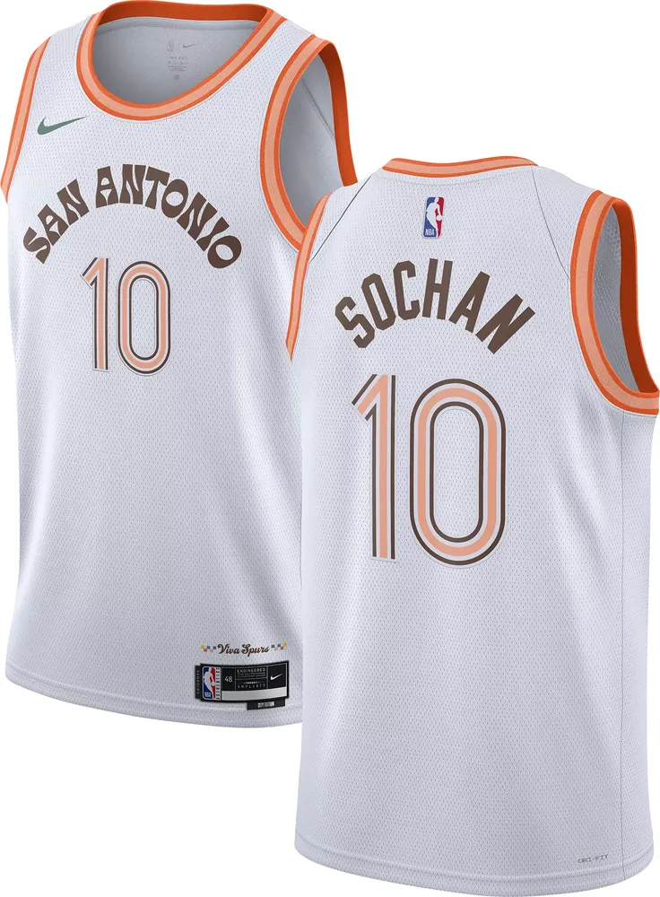 Nike Men's 2023-24 City Edition San Antonio Spurs Jeremey Sochan #10 White Swingman Jersey