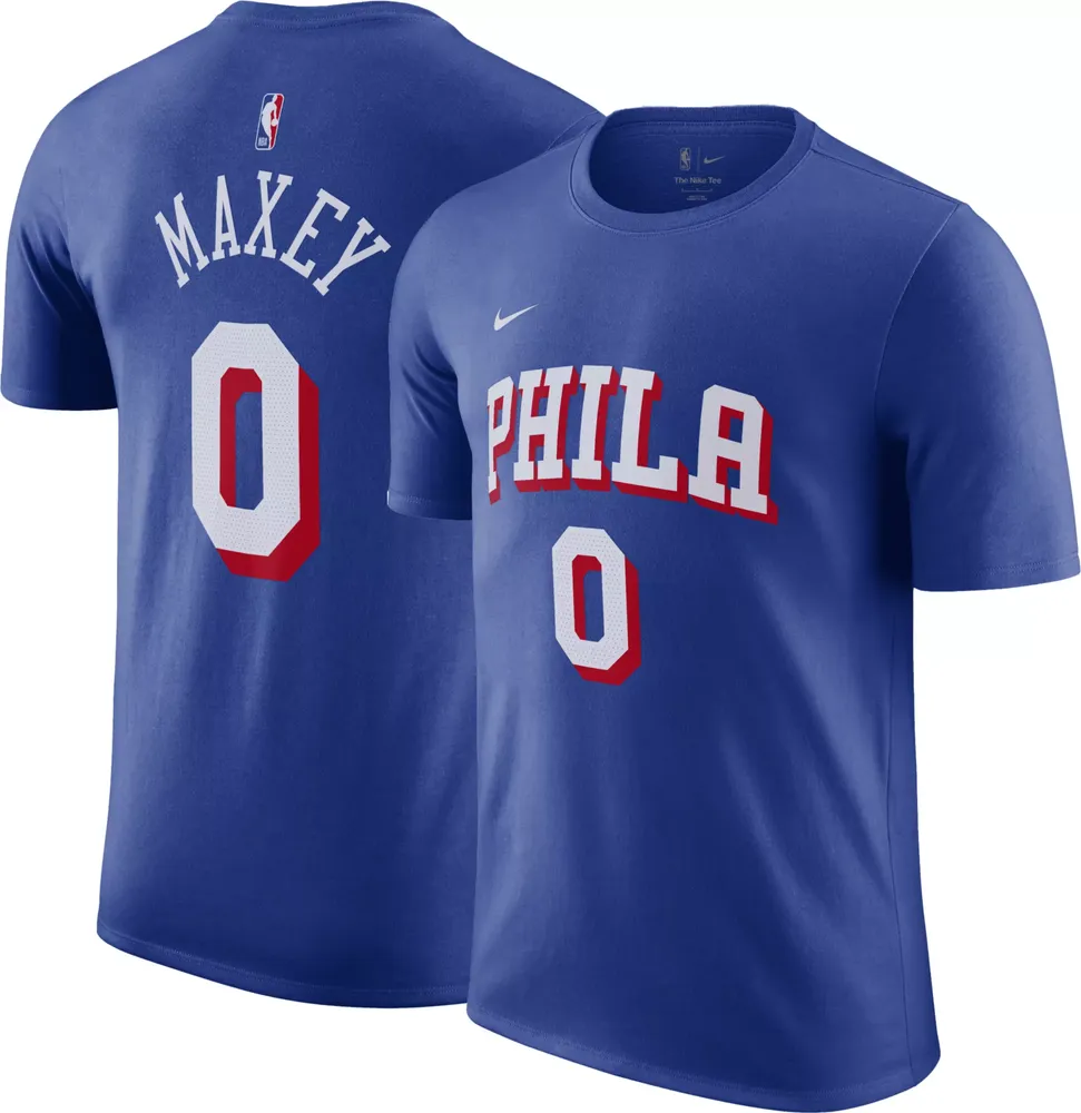 Nike Men's Philadelphia 76ers Tyrese Maxey #0 Blue T-Shirt