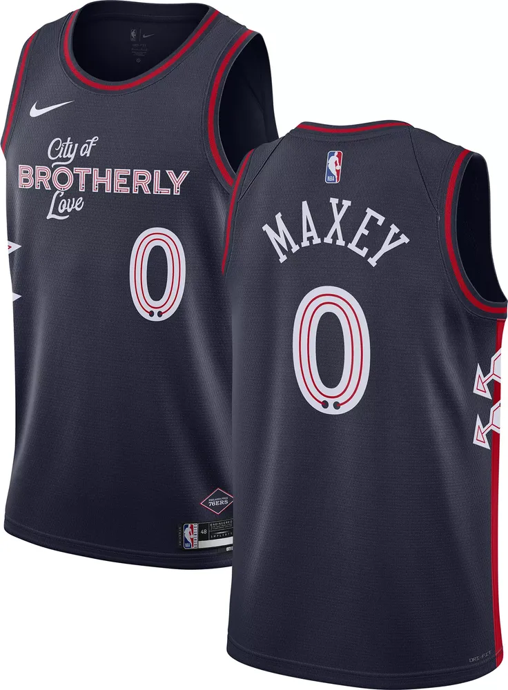 Nike Men's 2023-24 City Edition Philadelphia 76ers Tyrese Maxey #0 Navy Swingman Jersey