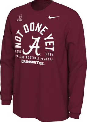 Nike Men's 2023-24 College Football Playoff Rose Bowl Bound Alabama Crimson Tide Not Done Yet Long Sleeve T-Shirt