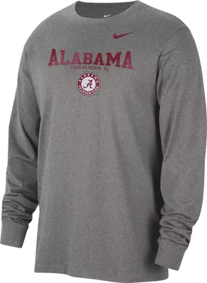Nike Men's Alabama Crimson Tide Grey Classic Core Cotton Logo Long Sleeve T-Shirt