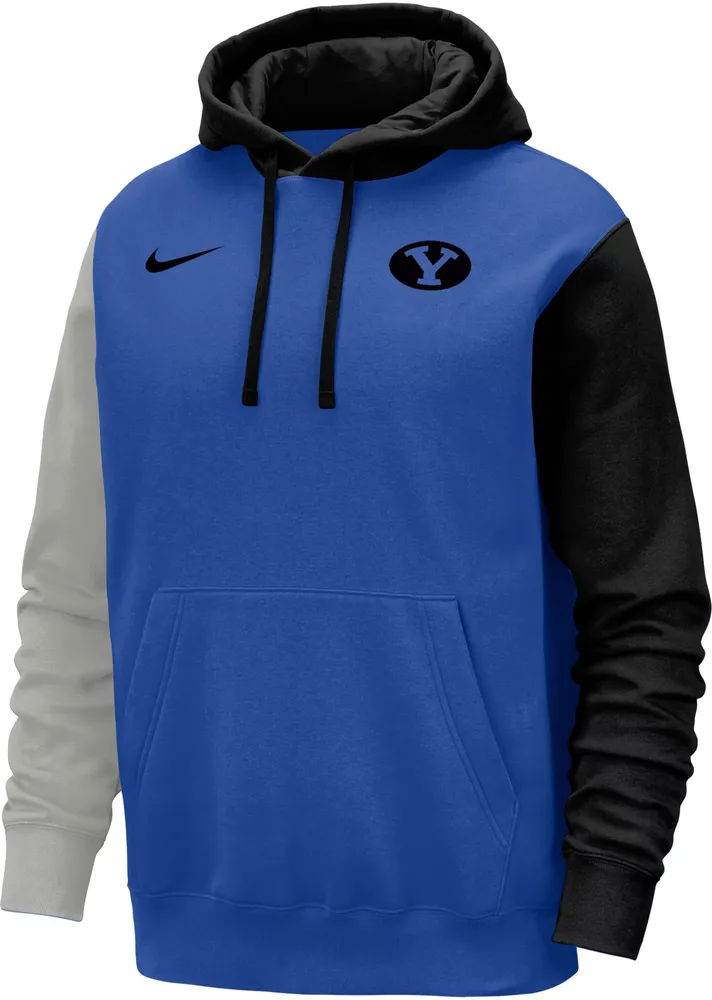 Nike Men's BYU Cougars Colorblock Blue Club Fleece College Pullover Hoodie