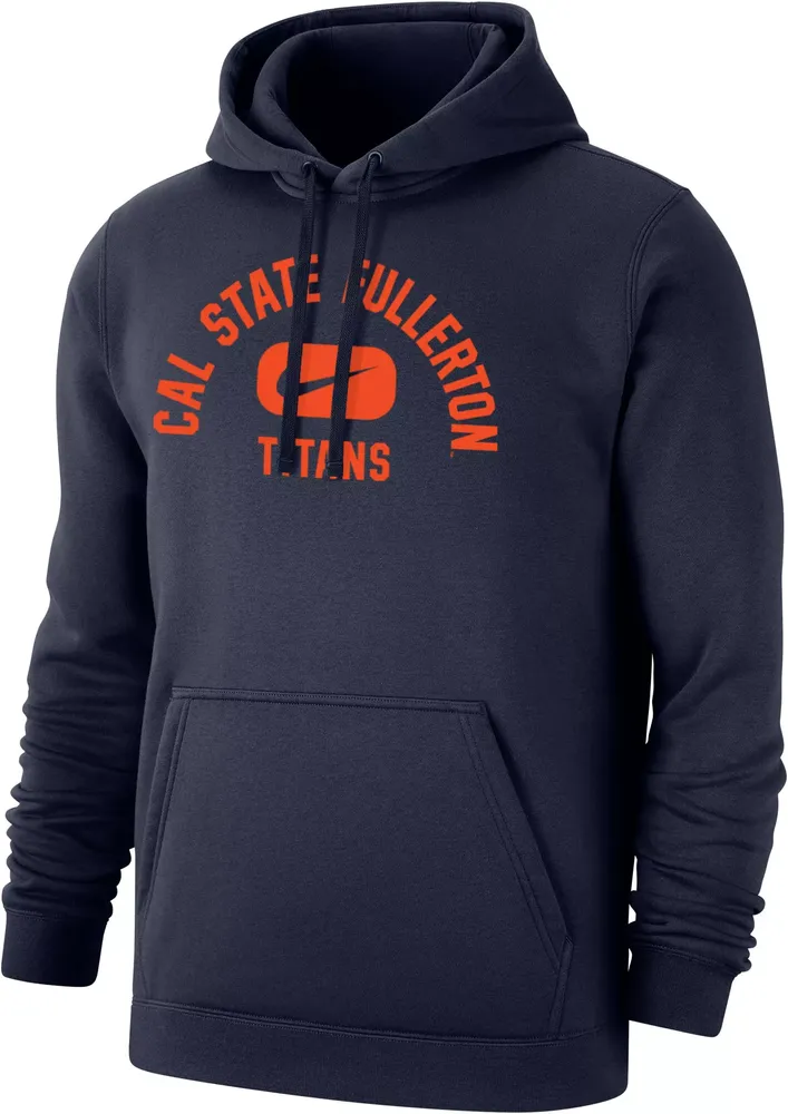 Nike Men's Cal State Fullerton Titans Navy Blue Club Fleece Pill Swoosh Pullover Hoodie