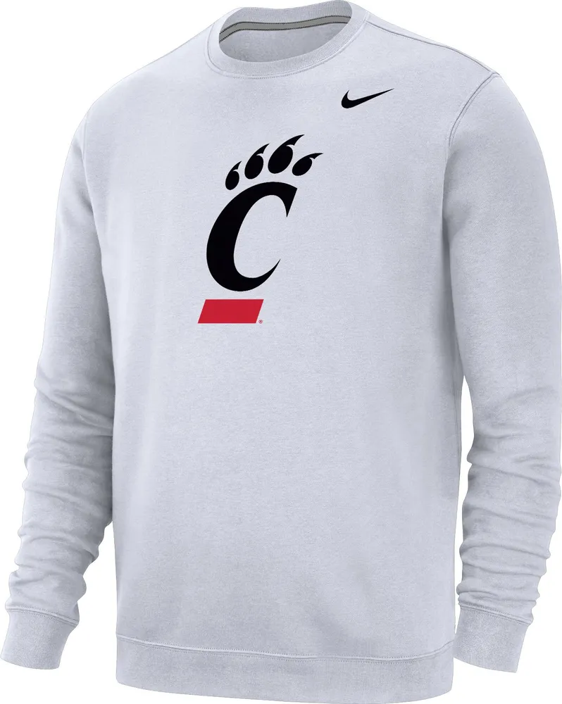 Nike Men's Cincinnati Bearcats White Club Fleece Crew Neck Sweatshirt