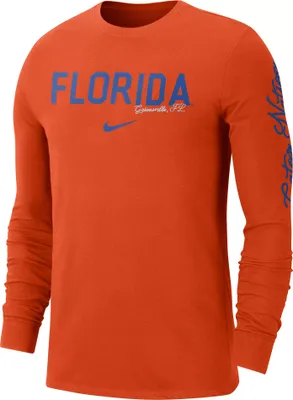 Nike Men's Florida Gators Orange Cotton Varsity Game Long Sleeve T-Shirt