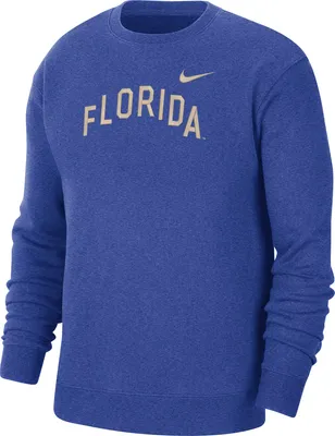 Nike Men's Florida Gators Royal Club Fleece Arch Word Crew Neck Sweatshirt