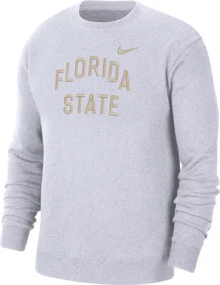 Nike Men's Florida State Seminoles White Club Fleece Arch Word Crew Neck Sweatshirt