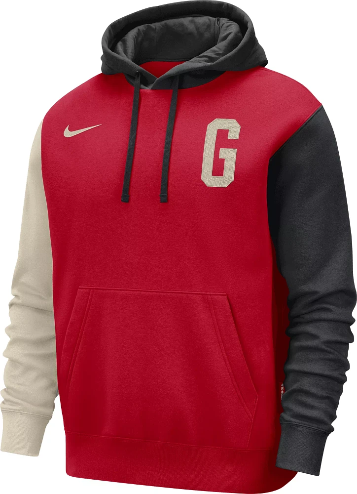 Nike Men's Georgia Bulldogs Red Club Fleece Wordmark Pullover Hoodie