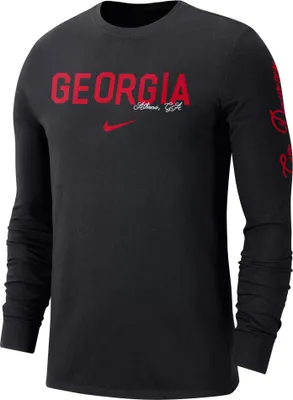 Nike Men's Georgia Bulldogs Black Cotton Varsity Game Long Sleeve T-Shirt