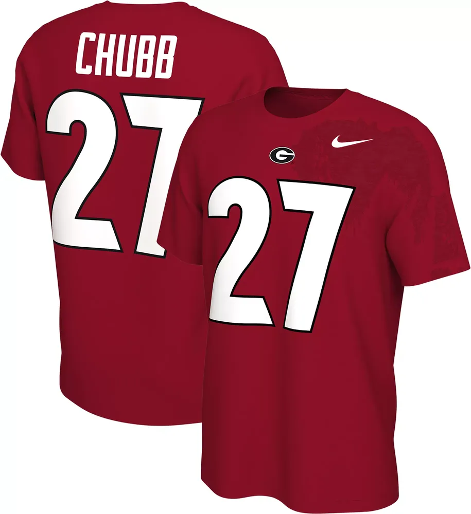 Nike Men's Georgia Bulldogs #24 Red Nick Chubb Football Jersey T-Shirt