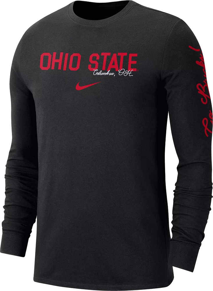 Nike Men's Ohio State Buckeyes Black Cotton Varsity Game Long Sleeve T-Shirt