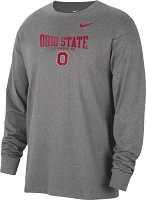 Nike Men's Ohio State Buckeyes Grey Classic Core Cotton Logo Long Sleeve T-Shirt