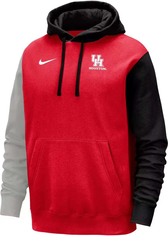 Nike Men's Houston Cougars Colorblock Red Club Fleece College Pullover Hoodie