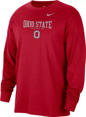Nike Men's Ohio State Buckeyes Scarlet Classic Core Cotton Logo Long Sleeve T-Shirt