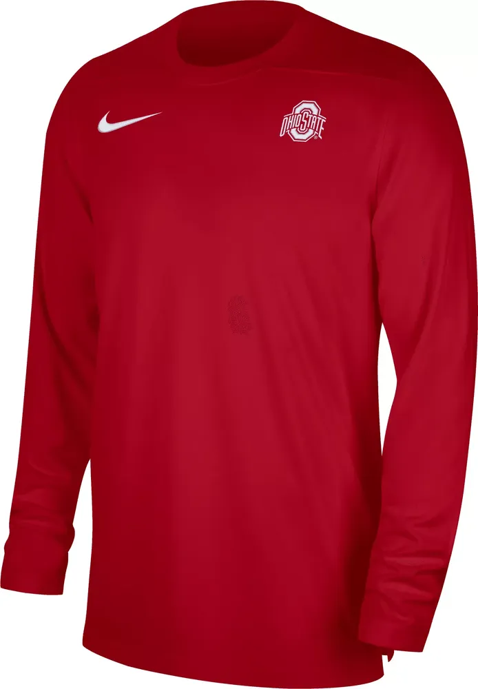 Nike Men's Ohio State Buckeyes Scarlet Football Coach Dri-FIT UV Long Sleeve T-Shirt