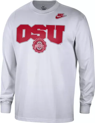 Nike Men's Ohio State Buckeyes White Max90 JV Long Sleeve T-Shirt