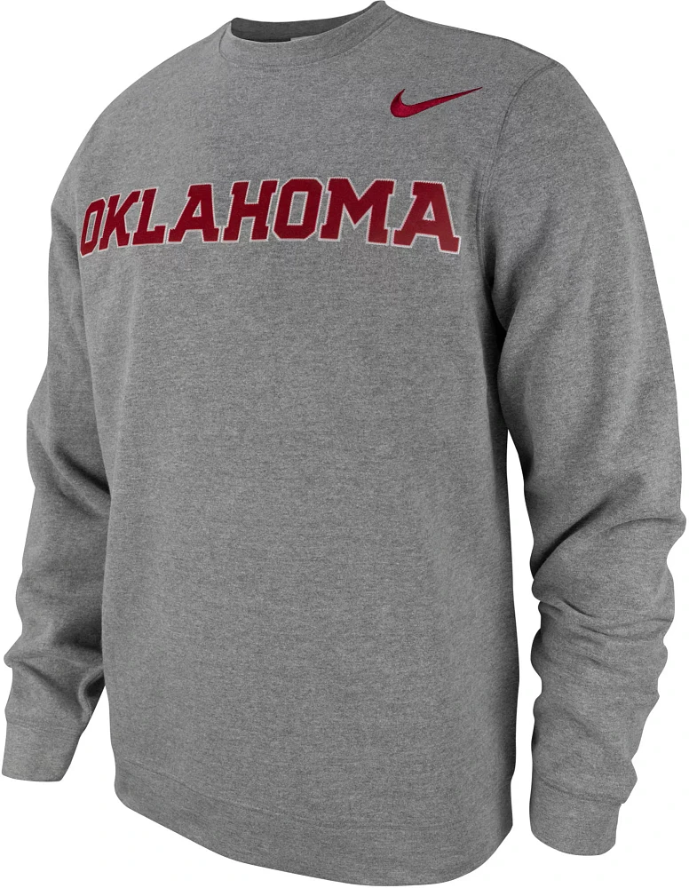 Jordan Men's Oklahoma Sooners Grey Tackle Twill Pullover Crew Sweatshirt