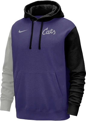 Nike Men's Kansas State Wildcats Colorblock Purple Club Fleece College Pullover Hoodie