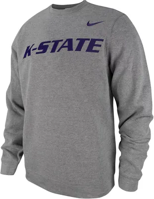 Nike Men's Kansas State Wildcats Silver Tackle Twill Pullover Crew Sweatshirt