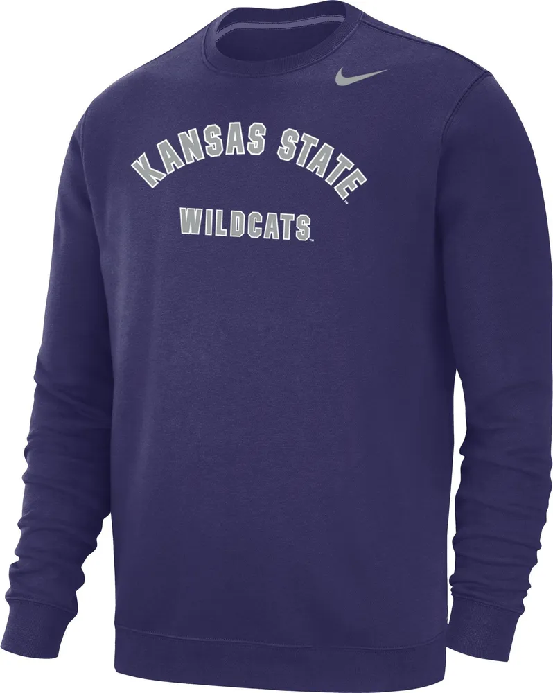 Nike Men's Kansas State Wildcats Purple Club Fleece Arch Word Crew Neck Sweatshirt