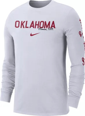 Nike Men's Oklahoma Sooners White Cotton Varsity Game Long Sleeve T-Shirt